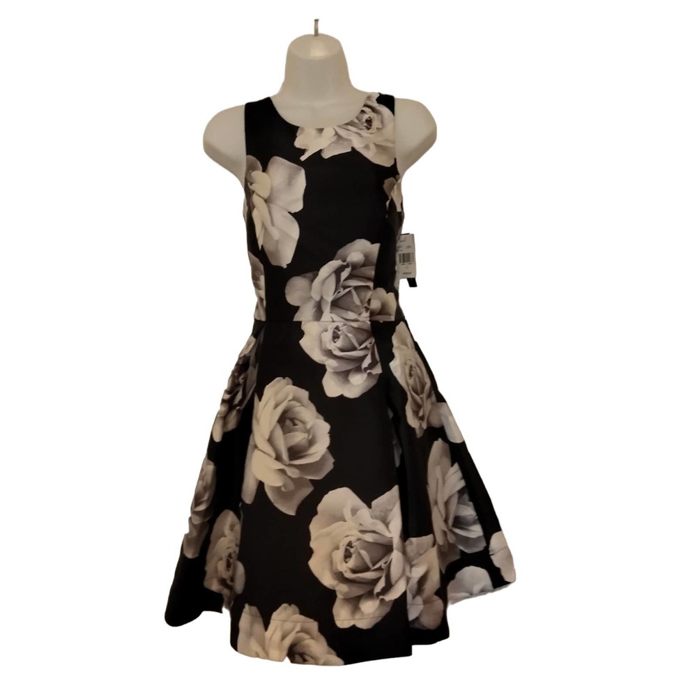 Speechless Satin Black Silver Floral evening prom dress size 11